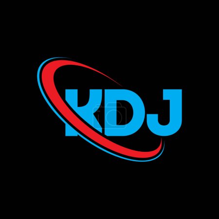 Illustration for KDJ logo. KDJ letter. KDJ letter logo design. Initials KDJ logo linked with circle and uppercase monogram logo. KDJ typography for technology, business and real estate brand. - Royalty Free Image