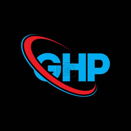 Illustration for GHP logo. GHP letter. GHP letter logo design. Initials GHP logo linked with circle and uppercase monogram logo. GHP typography for technology, business and real estate brand. - Royalty Free Image