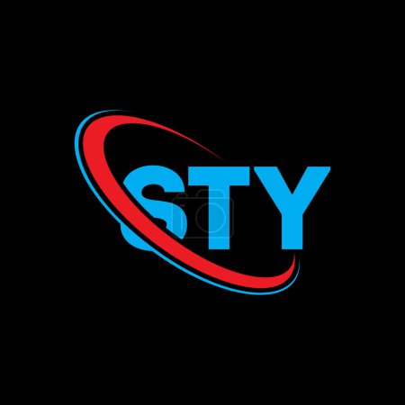 Illustration for STY logo. STY letter. STY letter logo design. Initials STY logo linked with circle and uppercase monogram logo. STY typography for technology, business and real estate brand. - Royalty Free Image