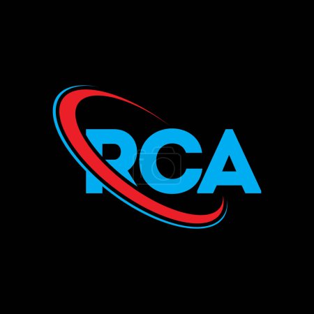 Ilustración de Logo de RCA. Carta de la RCA. Diseño del logotipo de la letra RCA. Logo inicial de RCA vinculado con el logotipo del círculo y del monograma en mayúsculas. Tipografía RCA para marca tecnológica, empresarial e inmobiliaria. - Imagen libre de derechos