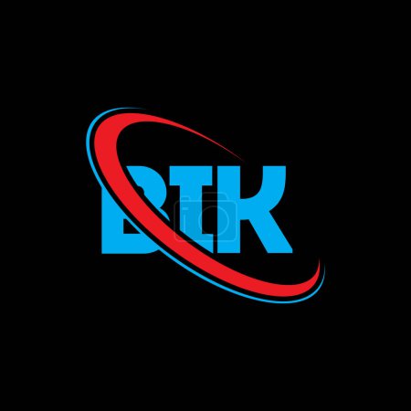 Ilustración de Logo BIK. Una carta genial. Diseño del logotipo de la letra BIK. Logo inicial BIK vinculado con círculo y monograma en mayúsculas. Tipografía BIK para marca tecnológica, empresarial e inmobiliaria. - Imagen libre de derechos