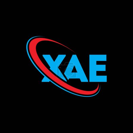 Illustration for XAE logo. XAE letter. XAE letter logo design. Initials XAE logo linked with circle and uppercase monogram logo. XAE typography for technology, business and real estate brand. - Royalty Free Image