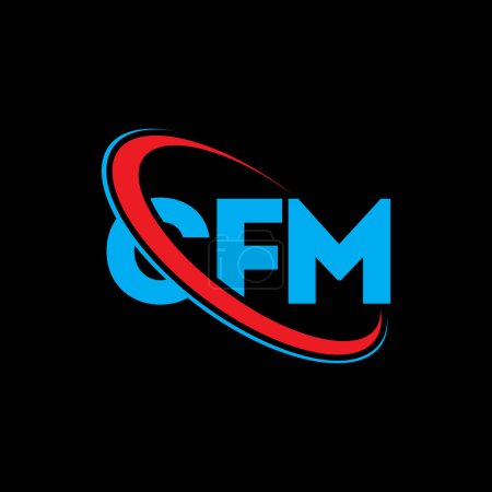 Illustration for CFM logo. CFM letter. CFM letter logo design. Initials CFM logo linked with circle and uppercase monogram logo. CFM typography for technology, business and real estate brand. - Royalty Free Image