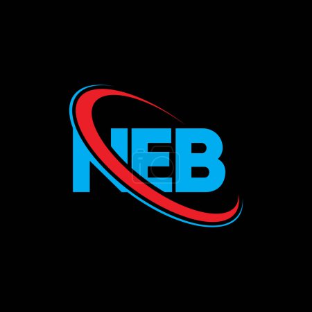 Illustration for NEB logo. NEB letter. NEB letter logo design. Initials NEB logo linked with circle and uppercase monogram logo. NEB typography for technology, business and real estate brand. - Royalty Free Image