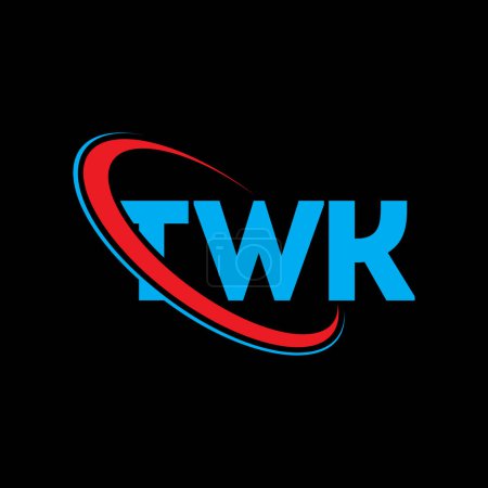 Ilustración de Logo de TWK. Carta de TWK. Diseño del logotipo de la letra TWK. Inicial logotipo de TWK vinculado con el círculo y el logotipo del monograma en mayúsculas. Tipografía TWK para marca tecnológica, empresarial e inmobiliaria. - Imagen libre de derechos