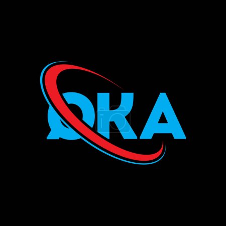 Illustration for QKA logo. QKA letter. QKA letter logo design. Initials QKA logo linked with circle and uppercase monogram logo. QKA typography for technology, business and real estate brand. - Royalty Free Image