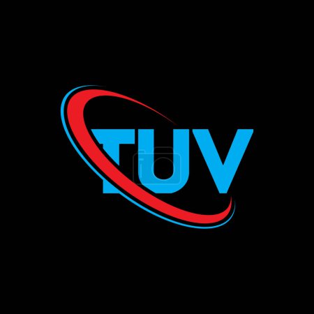Illustration for TUV logo. TUV letter. TUV letter logo design. Initials TUV logo linked with circle and uppercase monogram logo. TUV typography for technology, business and real estate brand. - Royalty Free Image