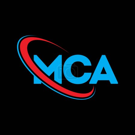 Ilustración de Logo de MCA. Carta de MCA. Diseño del logotipo de la letra MCA. Inicial logo de MCA vinculado con círculo y logo monograma en mayúsculas. Tipografía MCA para marca tecnológica, empresarial e inmobiliaria. - Imagen libre de derechos