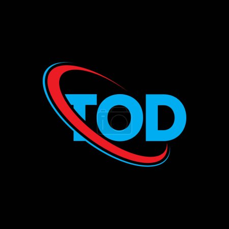 Illustration for TOD logo. TOD letter. TOD letter logo design. Initials TOD logo linked with circle and uppercase monogram logo. TOD typography for technology, business and real estate brand. - Royalty Free Image
