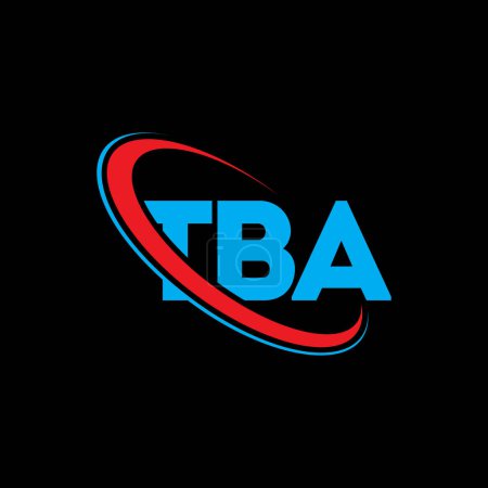 Illustration for TBA logo. TBA letter. TBA letter logo design. Initials TBA logo linked with circle and uppercase monogram logo. TBA typography for technology, business and real estate brand. - Royalty Free Image