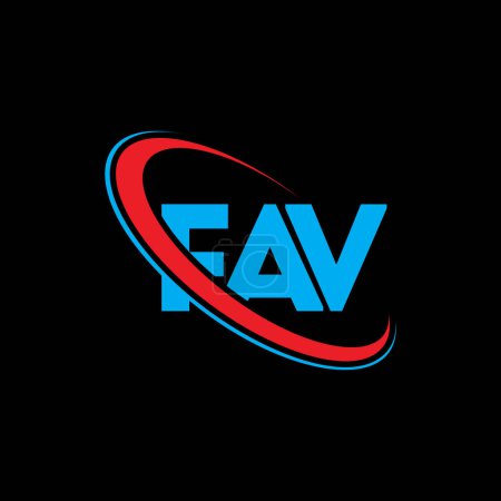 Illustration for FAV logo. FAV letter. FAV letter logo design. Initials FAV logo linked with circle and uppercase monogram logo. FAV typography for technology, business and real estate brand. - Royalty Free Image