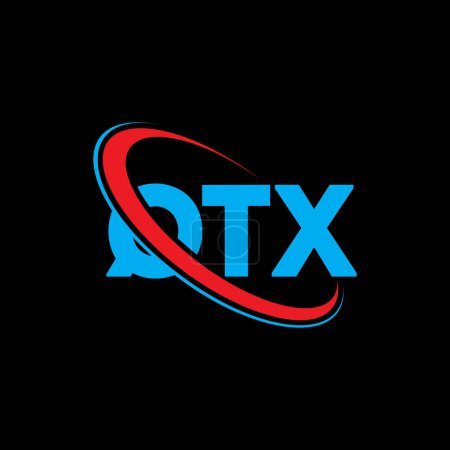 Illustration for QTX logo. QTX letter. QTX letter logo design. Initials QTX logo linked with circle and uppercase monogram logo. QTX typography for technology, business and real estate brand. - Royalty Free Image