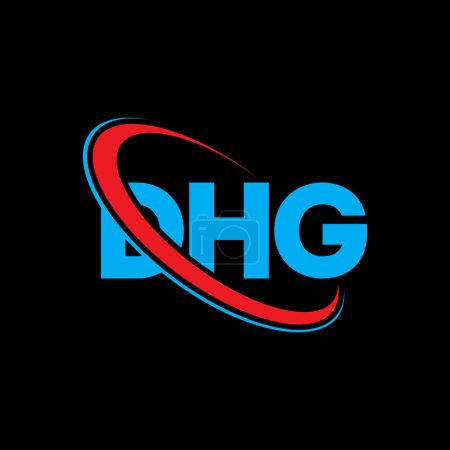 Illustration for DHG logo. DHG letter. DHG letter logo design. Initials DHG logo linked with circle and uppercase monogram logo. DHG typography for technology, business and real estate brand. - Royalty Free Image