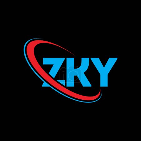 Ilustración de Logotipo ZKY. Carta ZKY. Diseño del logotipo de la letra ZKY. Inicial logotipo de ZKY vinculado con el círculo y el logotipo del monograma en mayúsculas. Tipografía ZKY para marca tecnológica, empresarial e inmobiliaria. - Imagen libre de derechos
