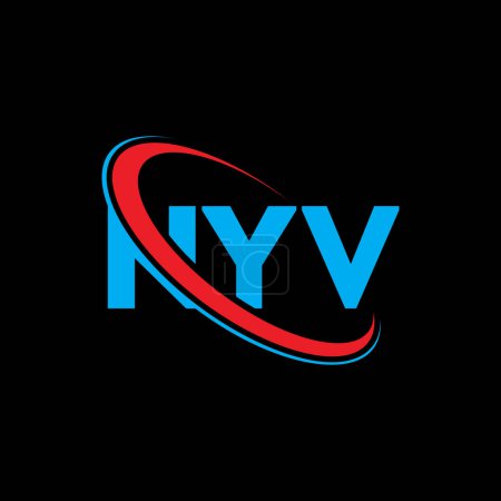 Ilustración de Logo de NYV. Carta de Nueva York. Diseño del logotipo de la letra NYV. Inicial logotipo NYV vinculado con círculo y el logotipo del monograma en mayúsculas. Tipografía de NYV para la marca tecnológica, empresarial e inmobiliaria. - Imagen libre de derechos