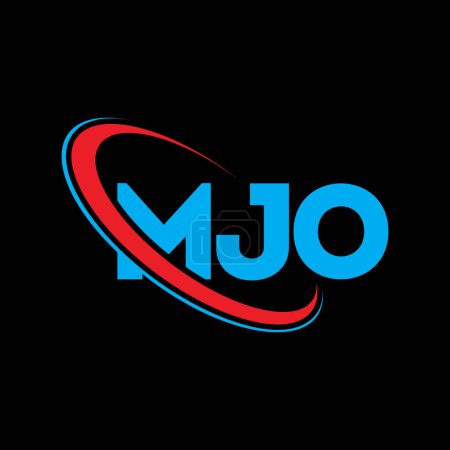 Ilustración de Logo de MJO. Carta de MJO. Diseño del logotipo de la letra MJO. Logotipo inicial de MJO vinculado con el círculo y el logotipo del monograma en mayúsculas. Tipografía MJO para marca tecnológica, empresarial e inmobiliaria. - Imagen libre de derechos