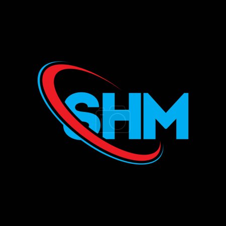 Illustration for SHM logo. SHM letter. SHM letter logo design. Initials SHM logo linked with circle and uppercase monogram logo. SHM typography for technology, business and real estate brand. - Royalty Free Image