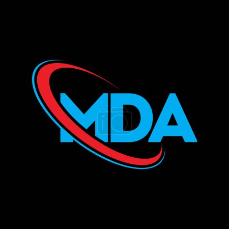 Illustration for MDA logo. MDA letter. MDA letter logo design. Initials MDA logo linked with circle and uppercase monogram logo. MDA typography for technology, business and real estate brand. - Royalty Free Image