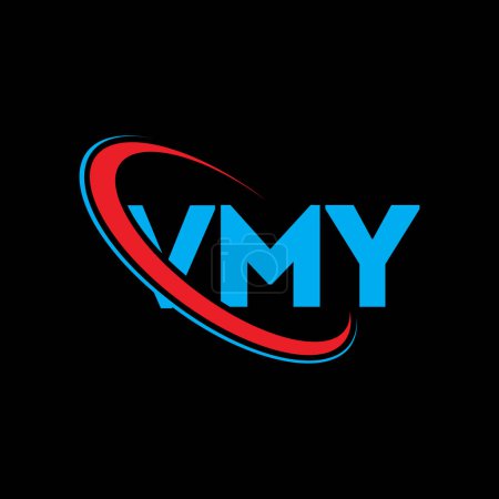 Illustration for VMY logo. VMY letter. VMY letter logo design. Initials VMY logo linked with circle and uppercase monogram logo. VMY typography for technology, business and real estate brand. - Royalty Free Image