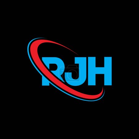 Illustration for RJH logo. RJH letter. RJH letter logo design. Initials RJH logo linked with circle and uppercase monogram logo. RJH typography for technology, business and real estate brand. - Royalty Free Image