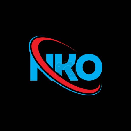 Téléchargez les illustrations : Logo NKO. Lettre de NKO. NKO lettre logo design. Initiales Logo NKO lié au logo monogramme cercle et majuscule. Typographie NKO pour la marque de technologie, d'affaires et d'immobilier. - en licence libre de droit