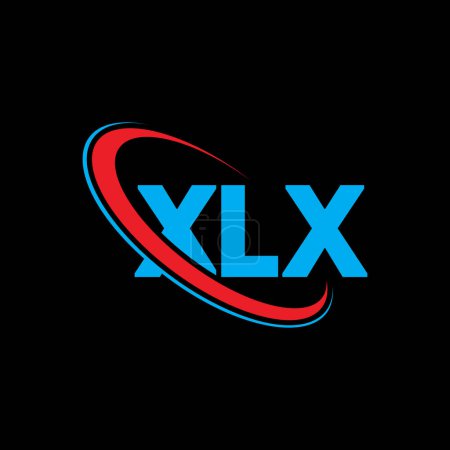 Ilustración de Logo XLX. Carta XLX. Diseño del logotipo de la letra XLX. Logo XLX inicial vinculado con el logotipo del círculo y del monograma en mayúsculas. Tipografía XLX para marca tecnológica, empresarial e inmobiliaria. - Imagen libre de derechos
