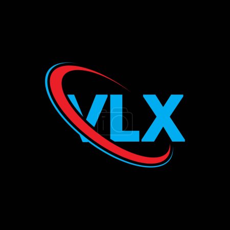 Illustration for VLX logo. VLX letter. VLX letter logo design. Initials VLX logo linked with circle and uppercase monogram logo. VLX typography for technology, business and real estate brand. - Royalty Free Image