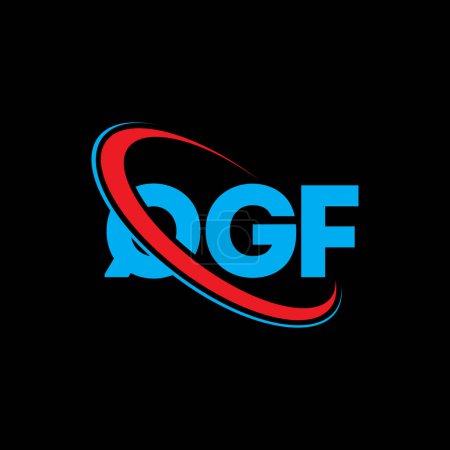 Téléchargez les illustrations : Logo QGF. Lettre QGF. QGF lettre logo design. Initiales logo QGF lié au logo monogramme cercle et majuscule. Typographie QGF pour la marque technologique, commerciale et immobilière. - en licence libre de droit