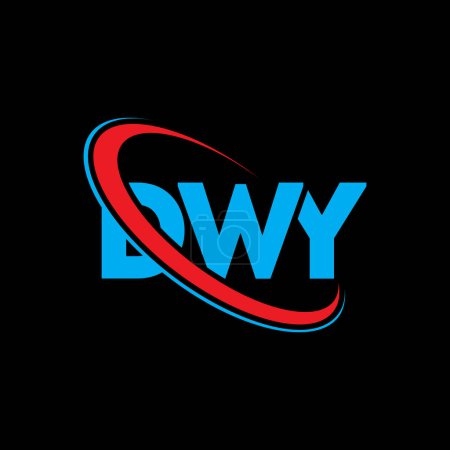 Ilustración de Logotipo DWY. Una carta tonta. Diseño del logotipo de la letra DWY. Logo inicial de DWY vinculado con el logotipo del círculo y del monograma en mayúsculas. Tipografía DWY para marca tecnológica, empresarial e inmobiliaria. - Imagen libre de derechos