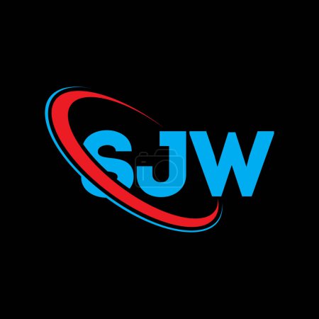 Illustration for SJW logo. SJW letter. SJW letter logo design. Initials SJW logo linked with circle and uppercase monogram logo. SJW typography for technology, business and real estate brand. - Royalty Free Image