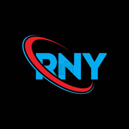 Illustration for RNY logo. RNY letter. RNY letter logo design. Initials RNY logo linked with circle and uppercase monogram logo. RNY typography for technology, business and real estate brand. - Royalty Free Image