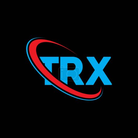Illustration for TRX logo. TRX letter. TRX letter logo design. Initials TRX logo linked with circle and uppercase monogram logo. TRX typography for technology, business and real estate brand. - Royalty Free Image