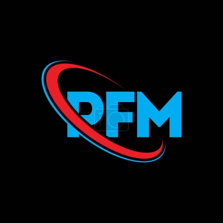 Téléchargez les illustrations : Logo PFM. Lettre de PFM. PFM lettre logo design. Initiales logo PFM lié à cercle et logo monogramme majuscule. PFM typographie pour la technologie, les affaires et la marque immobilière. - en licence libre de droit