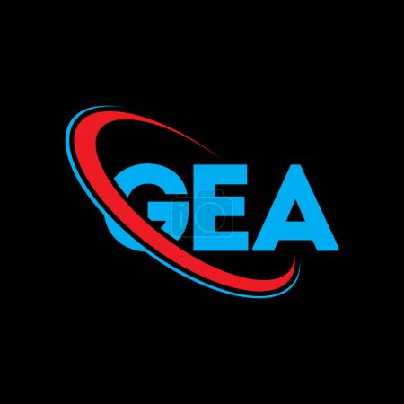 Illustration for GEA logo. GEA letter. GEA letter logo design. Initials GEA logo linked with circle and uppercase monogram logo. GEA typography for technology, business and real estate brand. - Royalty Free Image