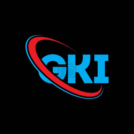 Ilustración de Logo de GKI. Carta de GKI. Diseño del logotipo de la letra GKI. Logotipo inicial de GKI vinculado con el círculo y el logotipo del monograma en mayúsculas. Tipografía GKI para marca tecnológica, empresarial e inmobiliaria. - Imagen libre de derechos