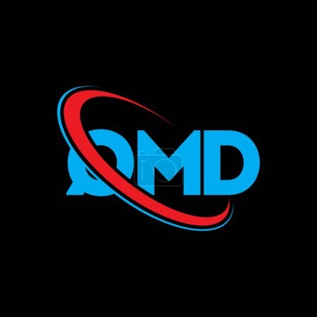 Illustration for QMD logo. QMD letter. QMD letter logo design. Initials QMD logo linked with circle and uppercase monogram logo. QMD typography for technology, business and real estate brand. - Royalty Free Image