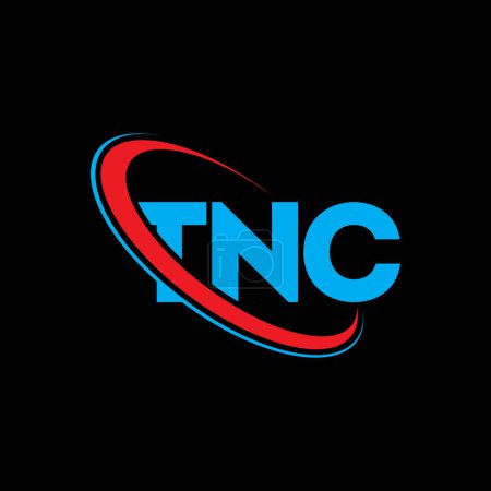 Téléchargez les illustrations : Logo TNC. Lettre de TNC. TNC lettre logo design. Initiales Logo TNC lié au logo monogramme cercle et majuscule. Typographie TNC pour la marque technologique, commerciale et immobilière. - en licence libre de droit