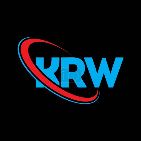 Ilustración de Logo de KRW. Carta de KRW. Diseño del logotipo de la letra KRW. Logotipo inicial de KRW vinculado con el logotipo del círculo y del monograma en mayúsculas. Tipografía KRW para marca tecnológica, empresarial e inmobiliaria. - Imagen libre de derechos
