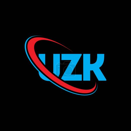 Illustration for UZK logo. UZK letter. UZK letter logo design. Initials UZK logo linked with circle and uppercase monogram logo. UZK typography for technology, business and real estate brand. - Royalty Free Image