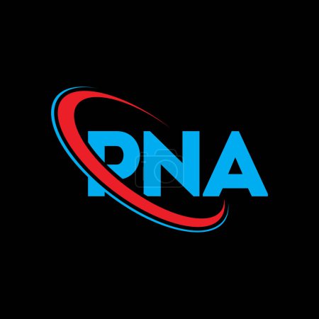 Illustration for PNA logo. PNA letter. PNA letter logo design. Initials PNA logo linked with circle and uppercase monogram logo. PNA typography for technology, business and real estate brand. - Royalty Free Image