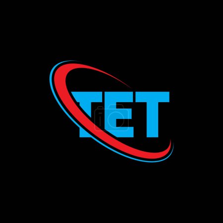 Illustration for TET logo. TET letter. TET letter logo design. Initials TET logo linked with circle and uppercase monogram logo. TET typography for technology, business and real estate brand. - Royalty Free Image