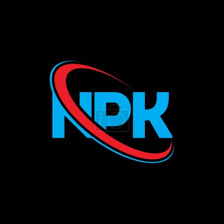 Ilustración de Logo de NPK. Carta NPK. Diseño del logotipo de la letra NPK. Logotipo inicial de NPK vinculado con el círculo y el logotipo del monograma en mayúsculas. Tipografía NPK para marca tecnológica, empresarial e inmobiliaria. - Imagen libre de derechos