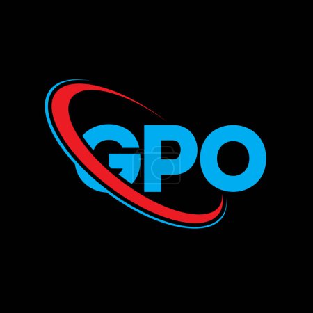 Ilustración de Logo de GPO. Carta de GPO. Diseño del logotipo de la letra GPO. Logotipo inicial de GPO vinculado con el logotipo del círculo y del monograma en mayúsculas. Tipografía de GPO para marca tecnológica, empresarial e inmobiliaria. - Imagen libre de derechos