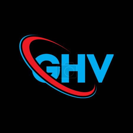 Téléchargez les illustrations : Logo GHV. Lettre GHV. Conception de logo lettre GHV. Initiales logo GHV lié à cercle et logo monogramme majuscule. Typographie GHV pour la marque technologique, commerciale et immobilière. - en licence libre de droit