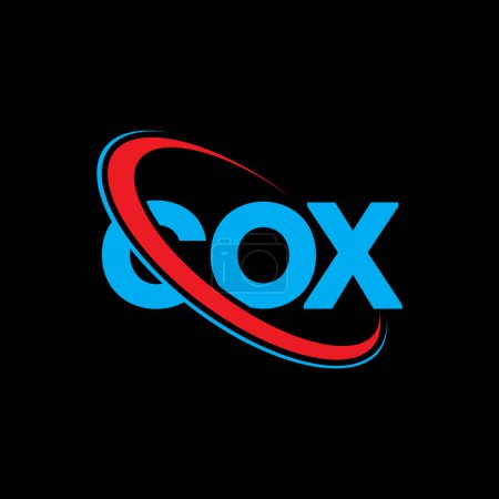 Illustration for COX logo. COX letter. COX letter logo design. Initials COX logo linked with circle and uppercase monogram logo. COX typography for technology, business and real estate brand. - Royalty Free Image