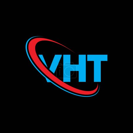 Illustration for VHT logo. VHT letter. VHT letter logo design. Initials VHT logo linked with circle and uppercase monogram logo. VHT typography for technology, business and real estate brand. - Royalty Free Image