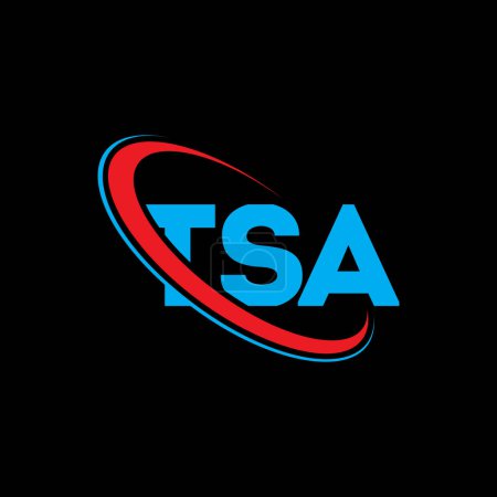 Illustration for TSA logo. TSA letter. TSA letter logo design. Initials TSA logo linked with circle and uppercase monogram logo. TSA typography for technology, business and real estate brand. - Royalty Free Image