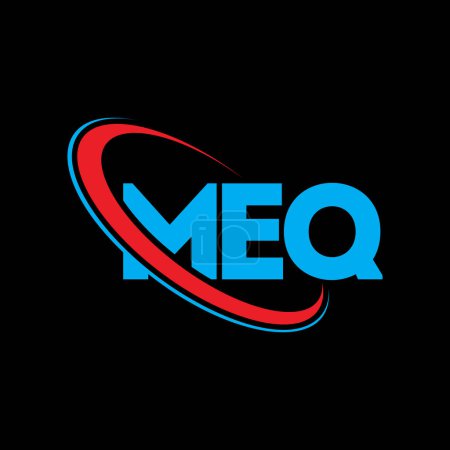 Ilustración de Logo de MEQ. Carta MEQ. Diseño del logotipo de la letra MEQ. Logo inicial de MEQ vinculado con círculo y monograma en mayúsculas. Tipografía MEQ para marca tecnológica, empresarial e inmobiliaria. - Imagen libre de derechos