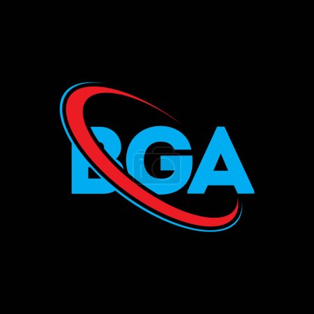Illustration for BGA logo. BGA letter. BGA letter logo design. Initials BGA logo linked with circle and uppercase monogram logo. BGA typography for technology, business and real estate brand. - Royalty Free Image