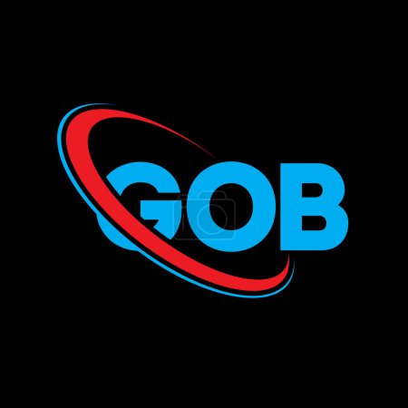 Ilustración de Logo GOB. Carta de GOB. Diseño del logotipo de la letra GOB. Inicial logotipo GOB vinculado con el círculo y el logotipo del monograma en mayúsculas. Tipografía GOB para la marca tecnológica, empresarial e inmobiliaria. - Imagen libre de derechos